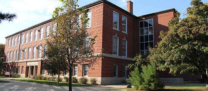 Edwards Hall in the summer.