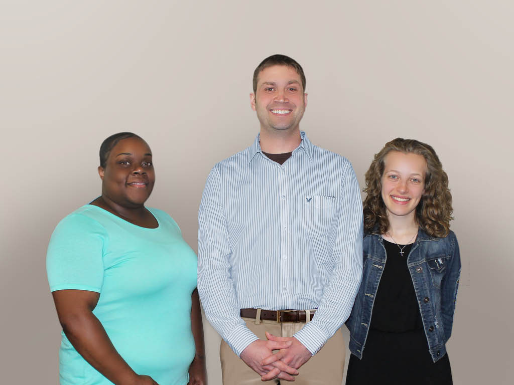 Dual enrollment students Chianitra Johnson, Benjamin Tucker and Stephanie Adams