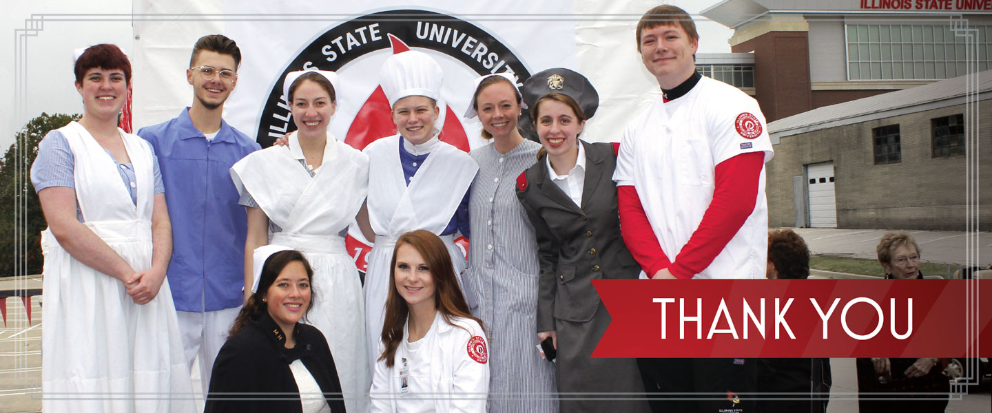 Photo of Mennonite College of Nursing students saying thank you.