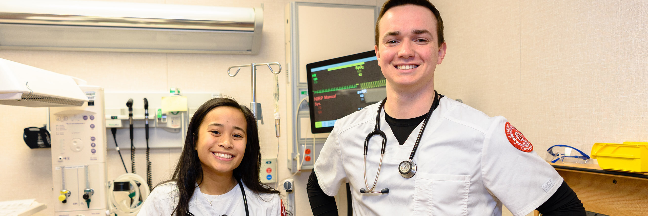 Students posing at the nursing lab