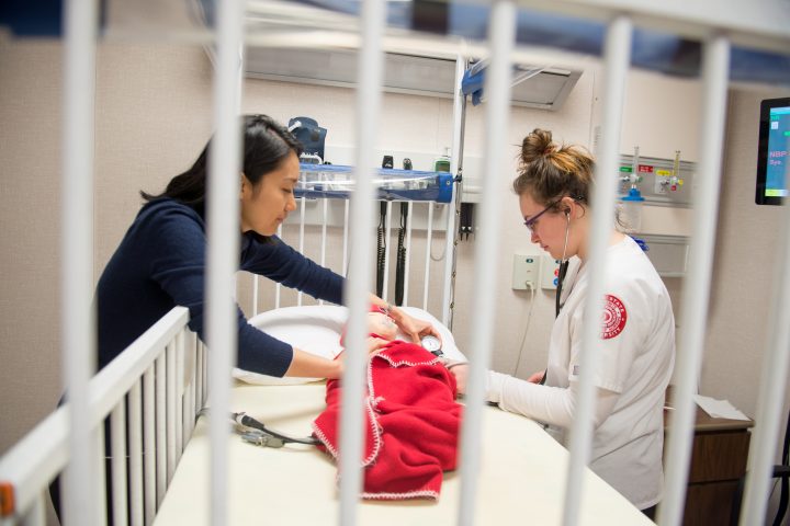 Dr. Seon Yoon Chung assists nursing student